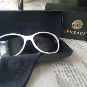 Authentic white and gold Corner cat eye sunglasses